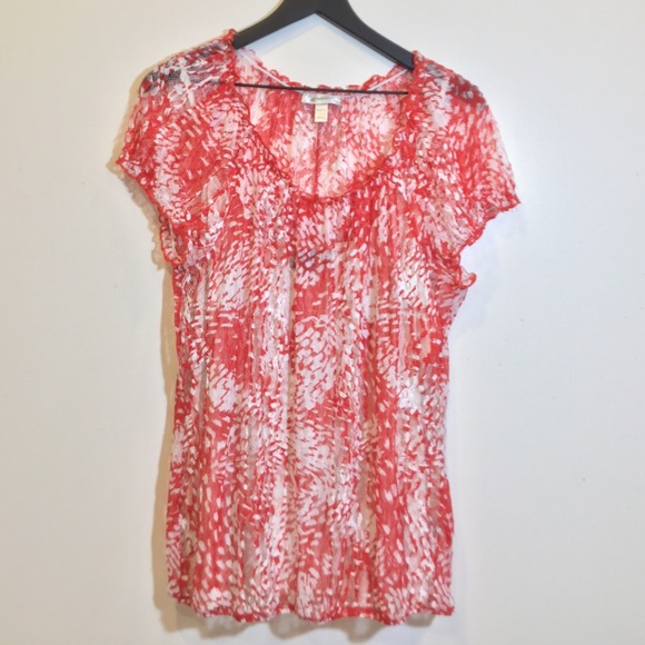 Dress Barn Tops - LAST CHANCE! BOTTOM DOLLAR !Dress Barn Red & White Lace Top.